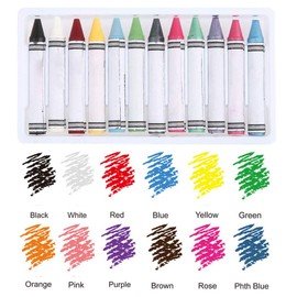 Set de lápices de colores para la pintura corporal, 12 colores Sticks de pintura para la cara del cuerpo para niños Cara del cabello Pintura corporal Pintura al agua no tóxica a base de agua Set