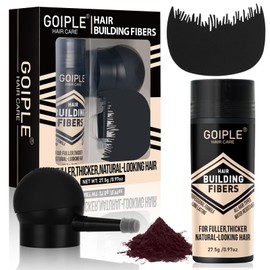 Hair Thickening Fiber Set and Pump Applicator Professional Hairdressing Kit for Hair and Beard - Hair Fibres Hair Thickening Powder for Men (Medium Brown)