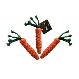 3-Pack Carrot Rope Dog Toys – Durable Cotton Chew Toys for Small and Medium Dogs – Natural Teeth Cleaner & Tug-of-War Play – Puppy Teething Toys Bundle by ILCBuy