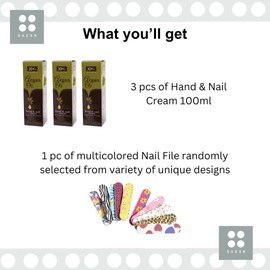 SAESR 3-Pack Argan Oil Hand and Nail Cream for Women 100ml Bundled with SAESR Nail File. Hand and Nail Cream for Smoother and Softer Hands. Hand & Nail Creams for Long-Lasting Hydration.