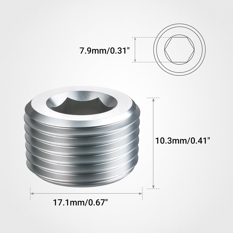 EVIL ENERGY 3/8" NPT Plugs Aluminum Socket Allen Head Silver,