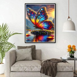 DPHERO DIY Butterfly Diamond Painting Kits for Adults,5D Fantasy Diamond Art Kits for Beginners,Round Full Drill Sunset Diamond Painting Art,DIY Painting by Numbers Diamond Art Painting 12x16 inch
