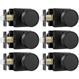 goldenwarm Interior Door Knobs Black, Zinc-Alloy Matte Black Privacy Door Knobs Interior for Bedroom Bathroom, Heavy Duty Square Round Doorknobs - 6 Pack