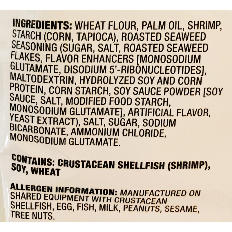 Shrimp Chips, Roasted Seaweed Flavor, Crispy & Crunchy, 3.3 oz,