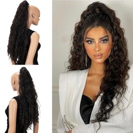 CAISHA 70 cm Extra Long Voluminous Wavy Clip-In Hairpiece Ponytail Braid Heat Resistant Synthetic Brunette H712