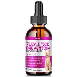 ASISTNETY Natural Flea Liquid Drops, Flea & Tick Supplement with Vitamins & Fish Oil for Cats - All Breeds, Kittens to Senior Cat -z3
