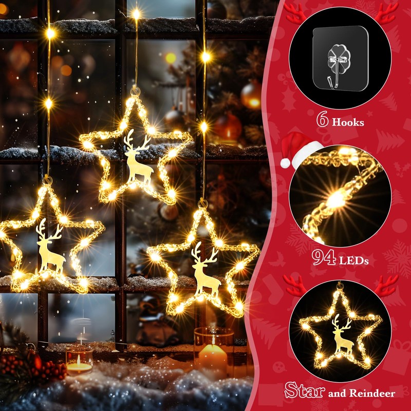 Quntis Fairy Lights Light Curtain Christmas Lights for Windows