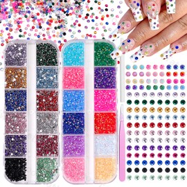 2mm Mini Nail Rhinestones and Resin Jelly Rhinestones, Rainbow Gems Crystal Nail Rhinestone for Crafting, Nails Diamonds Gems for Bedazzling with Picker Tools for Nails Art and Face Makeup