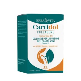 ERBA VITA Cartidol Collagene integratore alimentare in formato stick pack 14 bustine, a base di Fortigel®, Bromelina e Acido ialuronico