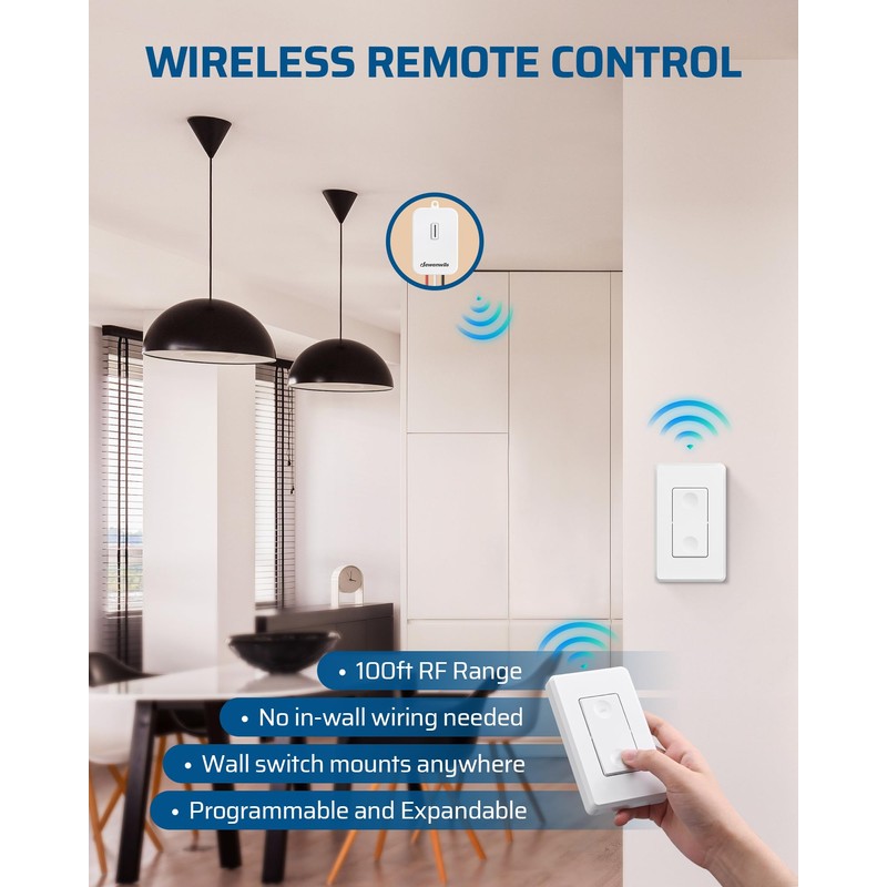 DEWENWILS Wireless Light Switch and Receiver Kit - No Wiring,
