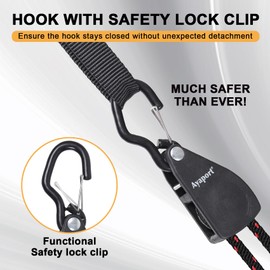 Ayaport Rope Tie Down Ratchet 3/8" x 14' Heavy Duty Tie Down Straps Kayak Straps with Safety Lock S Hook Rope Hanger Roller Pulley System