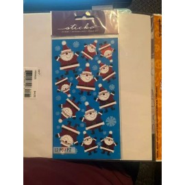Sticko Stickers Metallic SANTAS AND SNOWFLAKES 12 Pieces