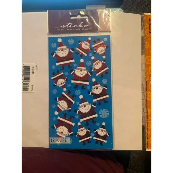 Sticko Stickers Metallic SANTAS AND SNOWFLAKES 12 Pieces
