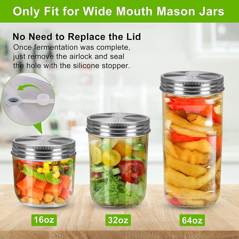 Samshow Fermentation Kit-4 Glass Fermentation Weights,4 Fermenting Lids,4 airlocks,4 Silicone