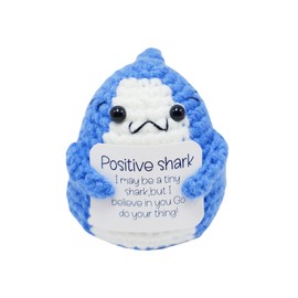 Positive Geschenke Hai Kuscheltier,Emotional Support Shark Plüschtier Hai,Handgemachtes Kuscheltier mit Positiver Hai Motiv,Begleiter für Emotional Support,Gehäkeltes für Hai-Liebhaber Frauen&Männer