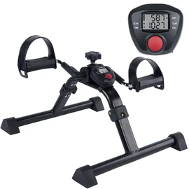 Vaunn Medical Under Desk Bike Pedal Exerciser with Electronic Display for Legs and Arms Workout (Fully Assembled Folding Exercise Pedaler, no Tools Required) , Dark