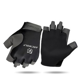 ARCWOLF UV Protection Gloves, Sports Gloves, Half Finger, Fishing, Bicycle, Outdoors, Non-Slip, Stretchy, Breathable, Unisex, 3 Fingers / 5 Finger Type