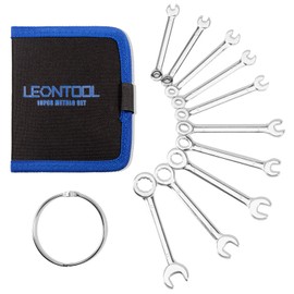 LEONTOOL Mini Spanner Set, 0.2 - 0.4 inches (4 - 11 mm), Set of 10, Combination Wrench Set with Pouch, Single Ended Spanner Wrench Set, Storeable