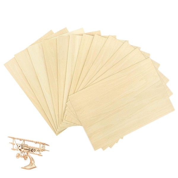 12 Pack Balsa Wood Sheets, 200x100x1.5mm Thin Plywood Sheets for