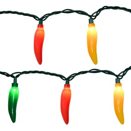 Bokoiuu 13.6FT Multicolor Chili String Lights, Home Decorative Light with 35 0.42W Red Green Yellow Chili Lights(2 Spare), Connectable Chili Pepper Lights for Outdoor Indoor Xmas Kitchen Terrace
