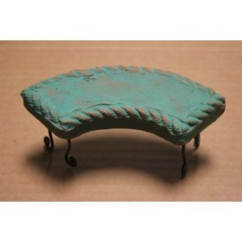 Ancient Graffiti Miniature Fairy Garden Aqua Clay Bench #AG-5306