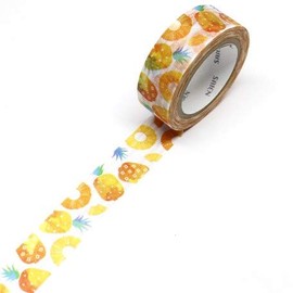 Kamiiso Sansho UR-2006 Masking Tape, Pineapple, Set of 3, Made in Japan, Approx. 0.6 inches (15 mm) Width x 3 Rolls