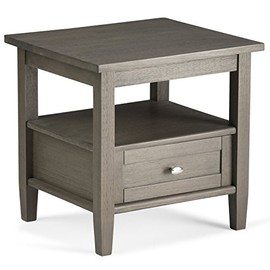 SIMPLIHOME Warm Shaker SOLID WOOD 20 inch wide Rectangle Rustic Contemporary End Side Table in Farmhouse Grey with Storage, 1 Drawer and 1 Shelf, for the Living Room and Bedroom
