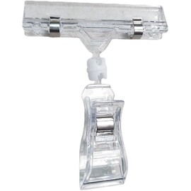 6 Pcs Mini Plastic Merchandise Sign Clip Rotatable Double Clip Rotatable Sign Clips Merchandise Sign Display Rotatable Merchandise Clip Tag Holders for Business Cards, Office Supplies (Transparent)