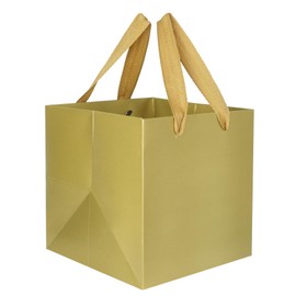IN-JOOYAA Gold Square Gift Bags Extra Large Square Bottom Paper Bags Party Favor Bag with Rope Handle 1 Pcs (12 x 12 x 12 inch, Gold)