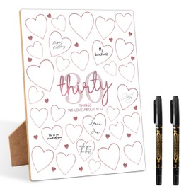 30 Things We Love About You Pink Guest Book Alternative, 30th Birthday Party Signing Wooden Board 8x11 Inch with Pen, Birthday Favor Supplies Decorations Gift, 30 Years Old Gifts for Him & Her-22