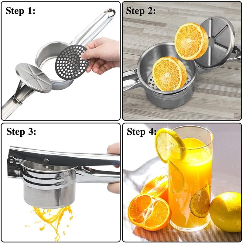 AIMALL Stainless Steel Potato Masher Fruit Press Potato Ricer, Easy
