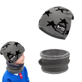 Ayizhiniu Children's Winter Hat and Scarf Set, Winter Warm Knitted Hat Neck Warmer Sets, Knitted Hat Made of Fleece, Hat Scarf Sets 2-in-1, Can be Used on Outdoor Thermal Equipment Children in Winter,