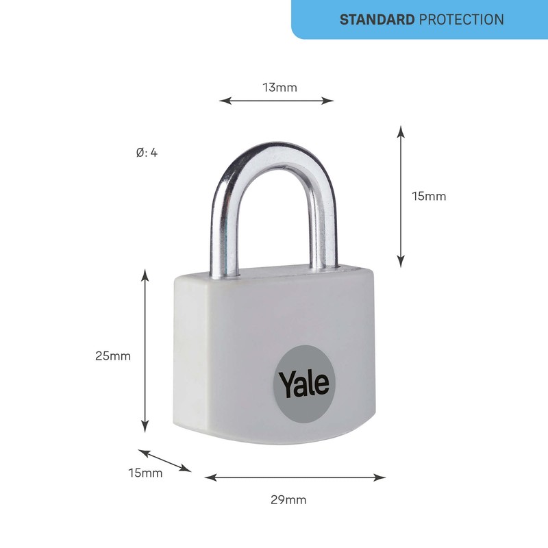 Yale - YE3B/25/112/1/GR Standard Security 25mm Aluminium Padlock - Grey