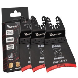 Vearter 3PCS Bimetal Multi Tool Blade, 65mm Bi-Metal Universal Multitool Blades, Quick Release Multi Tool Blades Curved Edge Cutting for Metal Pipe, Wood, Plastic, Nail, Drywall, PVC