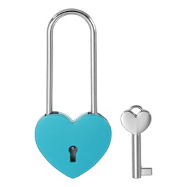 PATIKIL 3.9 Inch Love Locks Heart Padlock with Key Set, Single Heart Couple Wishing Lock Love Padlock for Lover Bridge Anniversary Diary Book Card Box, Blue