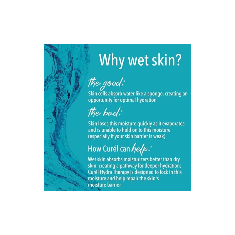 Curel Skincare Hydra Therapy Itch Defense Wet Skin Moisturizer, 12