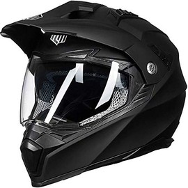 ILM Off Road Motorcycle Dual Sport Helmet Full Face Sun Visor Dirt Bike ATV Motocross Casco DOT Certified Model 606V(Matte Black, XXL)