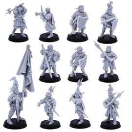 Medieval Knights Swordsmen on Foot Core Unit, Highlands Miniatures Historical Role Playing Tabletop RPG Games Fantasy Figures Wargames Figurines TTRPG NPC Wargaming