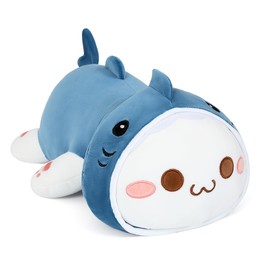 shownicer Plush Toy Shark Cat Cuddly Toy Kawaii Cat Plush, Kitten Plush Cushion Toy, Throw Pillow Gift for Children Girls (50 cm, Shark Cat)