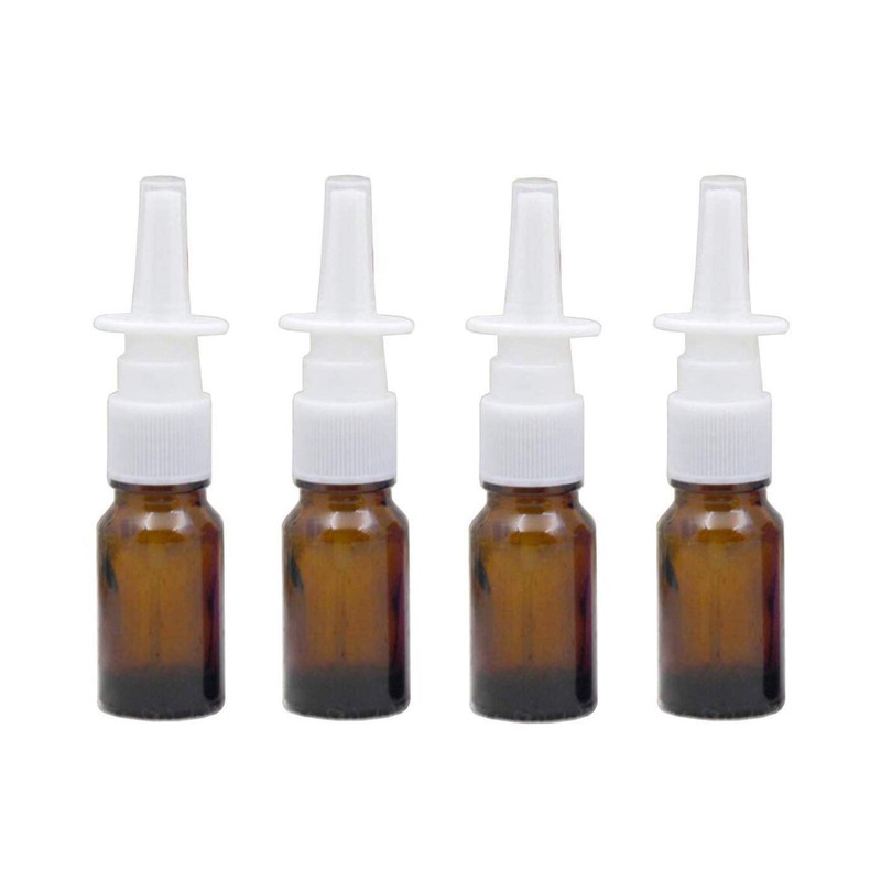 6 Pcs 10ML 0.34OZ Empty Refillable Brown Glass Nasal Spray