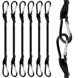 XINJI Tensioning Elastic Strap with Carabiner 30 cm, Tension Elastic with Hooks, Pack of 6, Expander with Hooks, Luggage Straps with Carabiner Hook for Trailer Tarpaulin, Roof Rack, Camping,