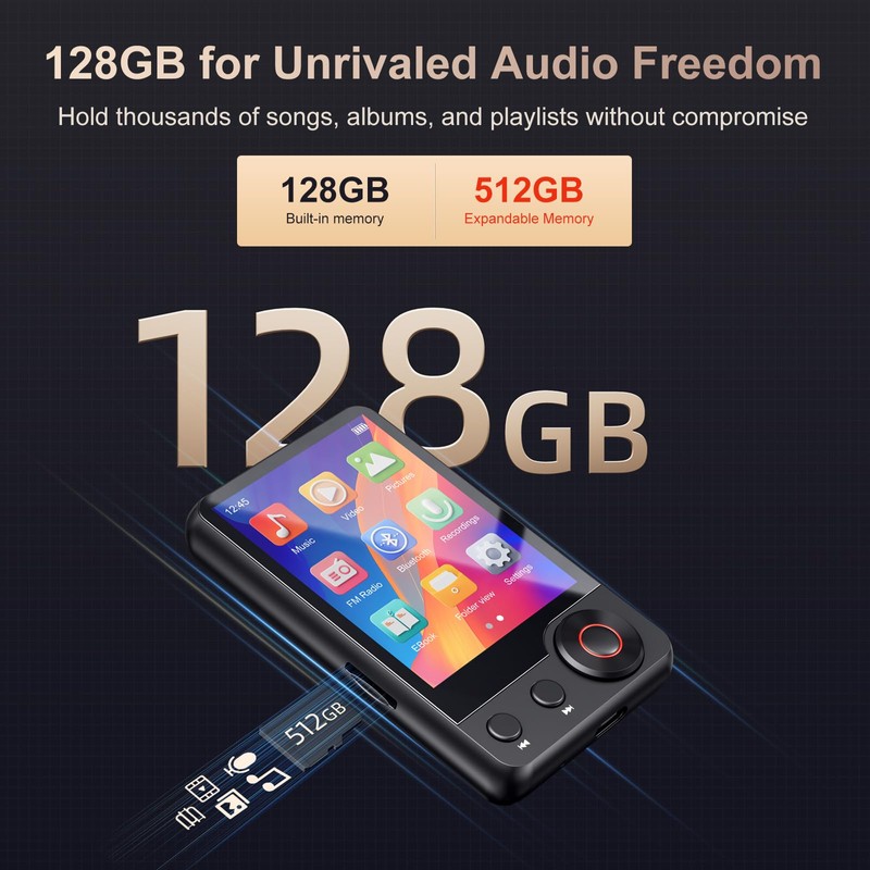 128GB MP3 Player with Bluetooth - MECHEN D53 Portable Mp3