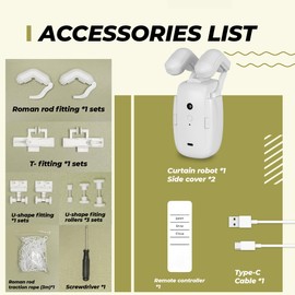 Smart Curtain Openers with Remote Control - High-Performance Motor for Roman, T/U-Shaped Tracks - Automated Opening/Closing (遥控版, 单开)