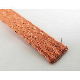 Flat Bare Copper Braid, Bright, 1/4" Diameter, 25' Length 1/4"