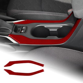 AIRSPEED for 2019-2022 Toyota Corolla 2021-2024 Corolla Cross Carbon Fiber Gear Shift Cup Holder Both Side Strip Panel Cover Center Console Interior Trim Accessories, Red