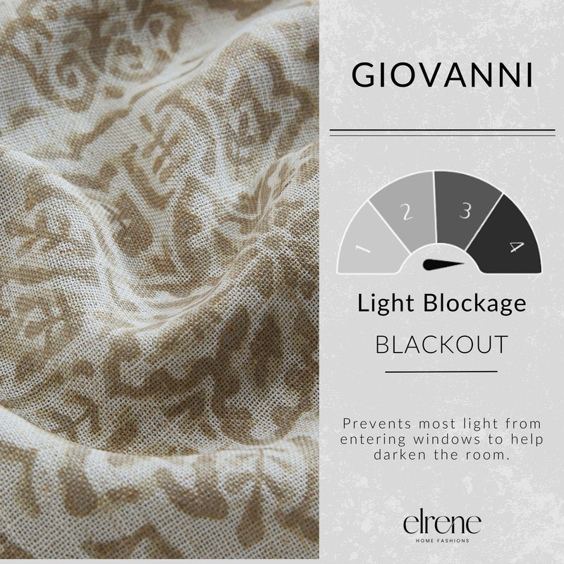Elrene Home Fashions Giovanni Medallion Block Print Linen Blend Blackout