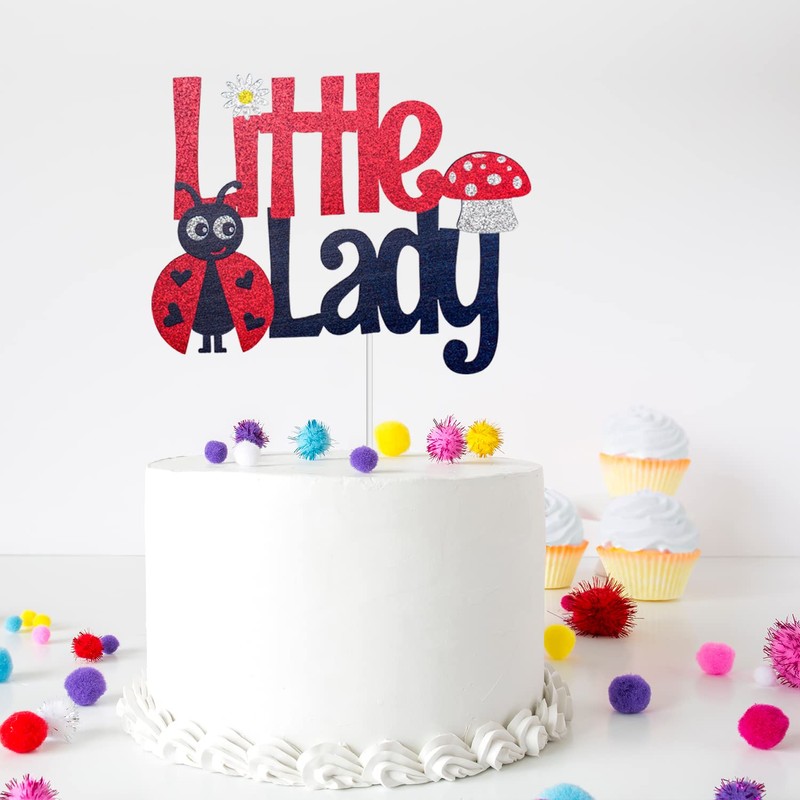 Decoración para tarta de cumpleaños con diseño de mariquita pequeña