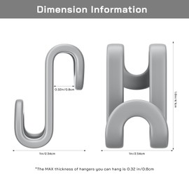 Tinfol 100pc Gray Hanger Connector Hooks,Space Saving Hooks for Closet Organizers,Heavy Duty Clothes Hanger Extender Clips for Hangers