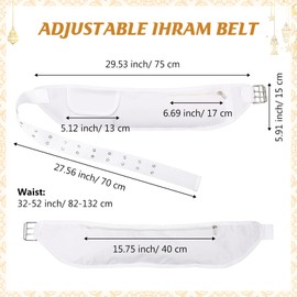 Xuniea Ihram Belt for Hajj and Umrah White Bum Bag Waist Bag with Zip Pocket Adjustable Money Belt Security Pocket for Money Pass Valuables, Fits Waist 82-132 cm, White, Fashion