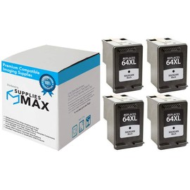 SuppliesMAX Remanufactured Replacement for HP Envy Photo 6220/6230/6255/7120/7130/7155/7800/7820/7830/7855/7864 Black High Yield Inkjet (4/PK-600 Page Yield) (NO. 64XL) (X4D94BN_2PK)